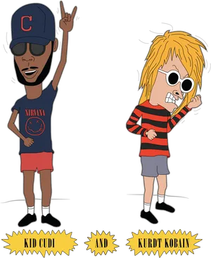 Cartoon Music Legends Kid Cudi Kurt Cobain PNG