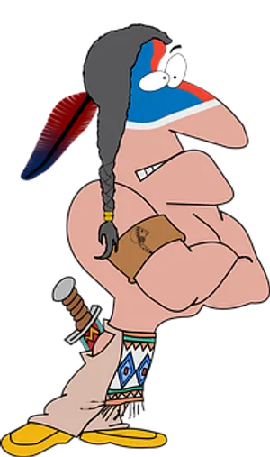 Cartoon Native American Warrior PNG Image