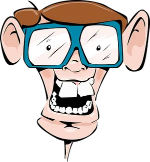 Cartoon Nerd Head Vector PNG Image