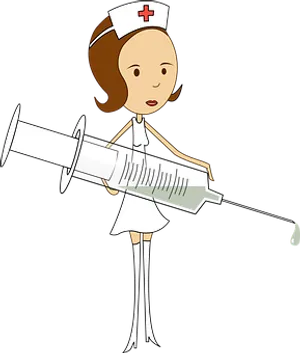 Cartoon Nurse With Syringe PNG Image