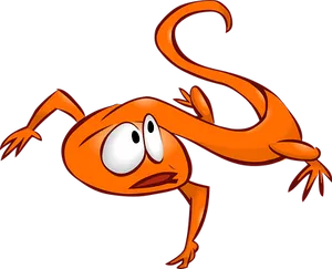 Cartoon Orange Lizard Illustration PNG Image