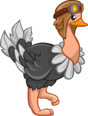 Cartoon Ostrich Pilot Illustration PNG Image