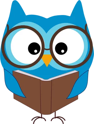 Cartoon Owl Reading Book.png PNG Image