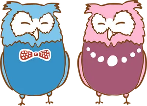 Cartoon Owlsin Bowties PNG Image