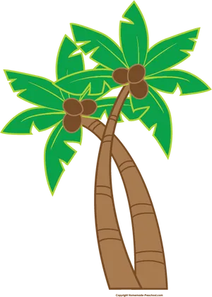 Cartoon Palm Trees Graphic PNG Image