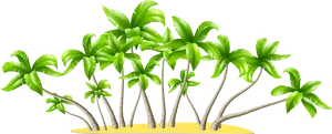 Cartoon Palm Trees Island PNG Image