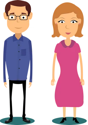 Cartoon Parents Standing Together.png PNG Image