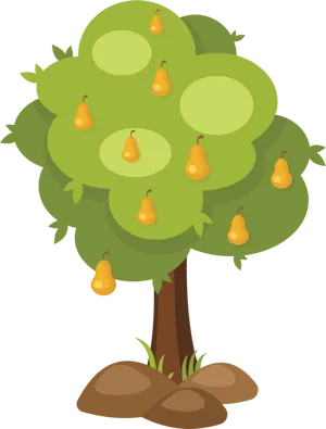 Cartoon Pear Tree Illustration PNG Image