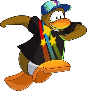 Cartoon Penguin Detective Skating PNG Image