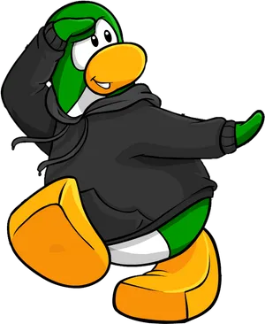 Cartoon_ Penguin_ Saluting PNG Image