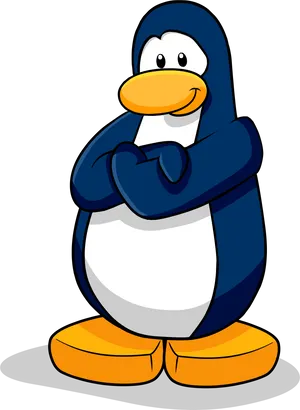 Cartoon Penguin Standing Confidently PNG Image