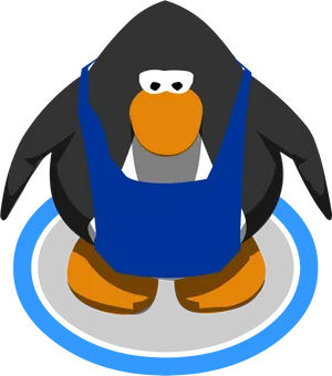 Cartoon Penguinin Blue Apron PNG Image