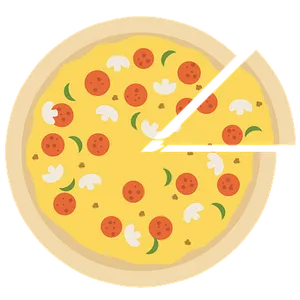 Cartoon Pepperoni Pizza Slice Removed PNG Image