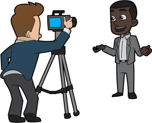 Cartoon Photographer Capturing Man PNG Image