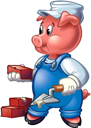 Cartoon Pig Builder Image PNG Image