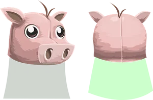 Cartoon Pig Faceand Rear View PNG Image