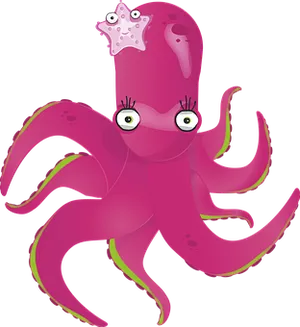 Cartoon Pink Octopus PNG Image