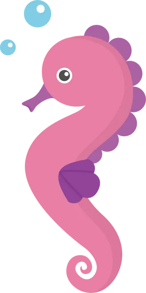 Cartoon Pink Seahorse PNG Image