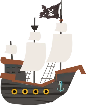 Cartoon Pirate Ship Illustration PNG Image