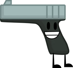 Cartoon Pistol Smiling Face PNG Image