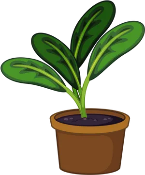 Cartoon Plantin Brown Pot PNG Image