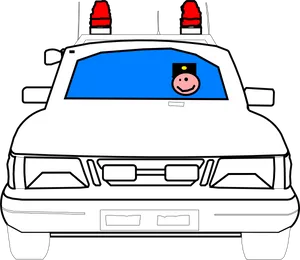 Cartoon Police Carwith Smiling Officer PNG Image