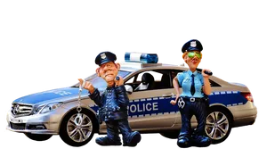 Cartoon Police Figuresand Patrol Car PNG Image