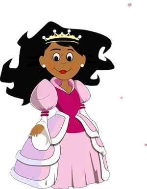 Cartoon Princessin Pink Dress PNG Image