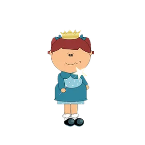 Cartoon Princesswith Magic Wand PNG Image