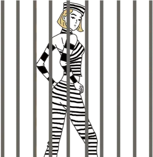 Cartoon Prisoner Behind Bars PNG Image