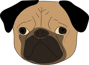 Cartoon Pug Face Illustration PNG Image