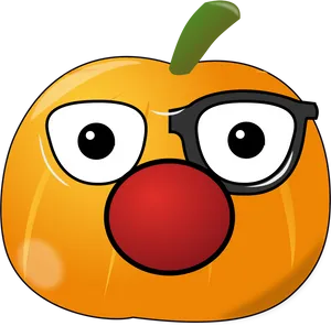 Cartoon Pumpkin With Clown Nose PNG Image