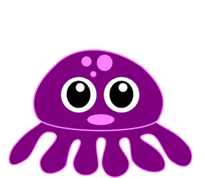 Cartoon Purple Octopus Vector PNG Image