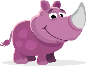 Cartoon Purple Rhino Smiling.png PNG Image