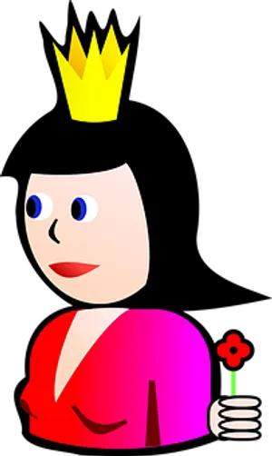 Cartoon Queen With Flower PNG Image