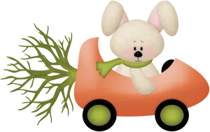 Cartoon Rabbitin Carwith Carrot PNG Image