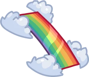 Cartoon Rainbow Emerging From Clouds.png PNG Image