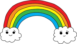 Cartoon Rainbow With Clouds PNG