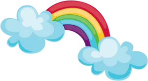 Cartoon Rainbowand Clouds PNG Image