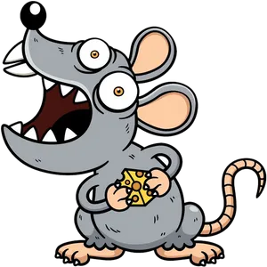 Cartoon Rat Holding Cheese PNG Image