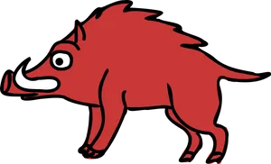 Cartoon Red Boar Illustration PNG Image