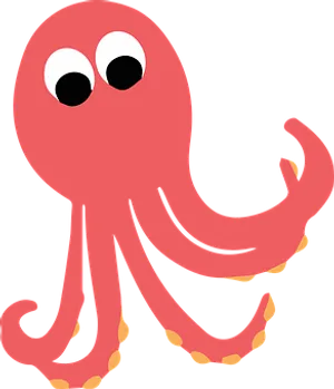 Cartoon Red Octopus PNG Image