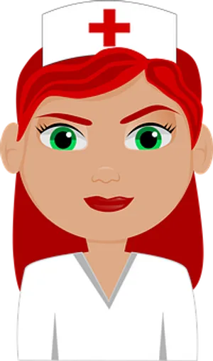 Cartoon Redhead Nurse Avatar PNG Image