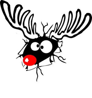 Cartoon Reindeer Red Nose PNG Image