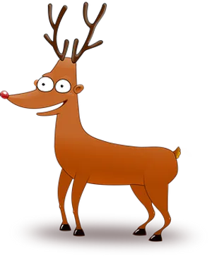 Cartoon Reindeerwith Red Nose PNG Image