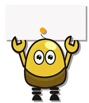 Cartoon Robot Holding Sign PNG Image