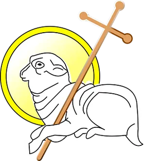 Cartoon Saint Kneeling With Cross PNG Image