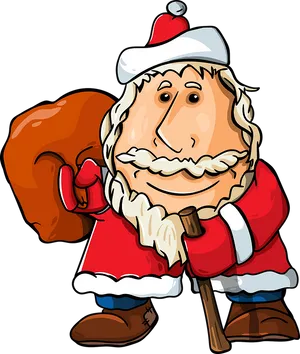 Cartoon Santa Clauswith Sack PNG Image