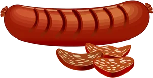 Cartoon Sausageand Slices PNG Image