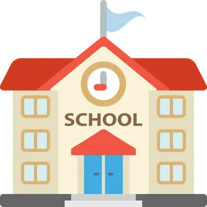 Cartoon School Building Graphic PNG Image